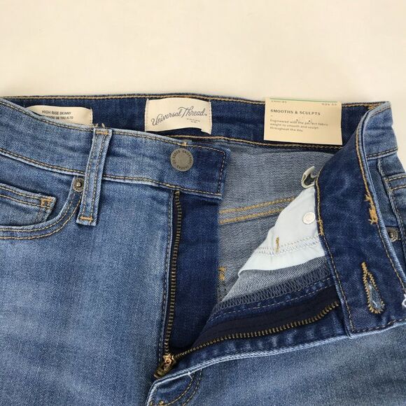 Universal Thread High Rise Skinny Patched Jeans Women's Size 00 / 24R Stretch - Picture 2 of 14